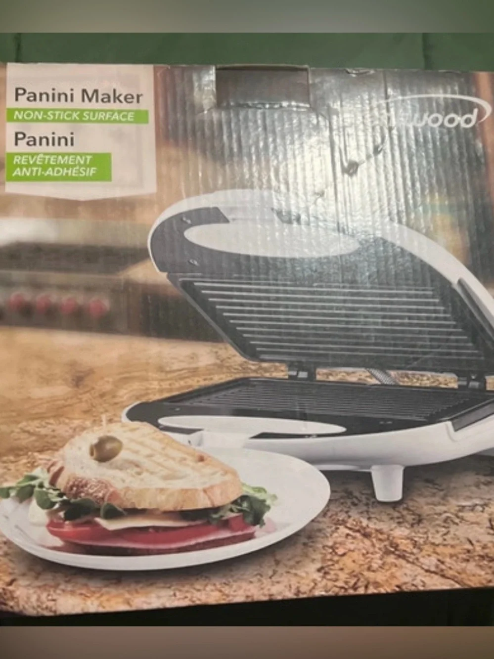 White Panini Maker with Non-Stick Surface - Compact Grill